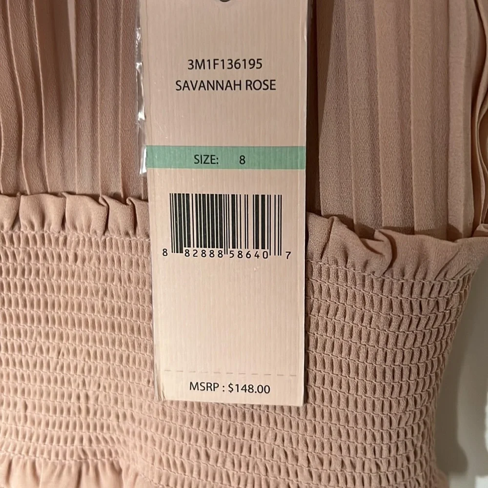 NANETTE LEPORE DRESS Smocked Mock Neck Pleated Fit & Flare Dress - Picture 3 of 8